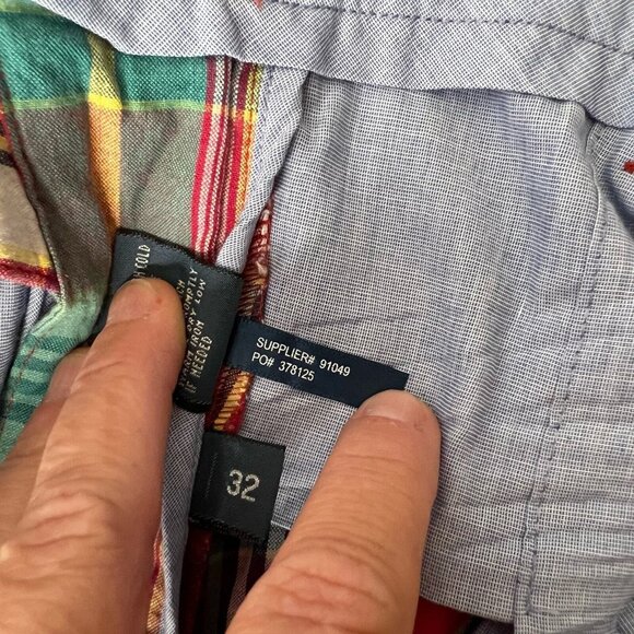 Polo Ralph Lauren Shorts Authentic Indian Madras plaid flat front chino size 32 - Picture 3 of 10